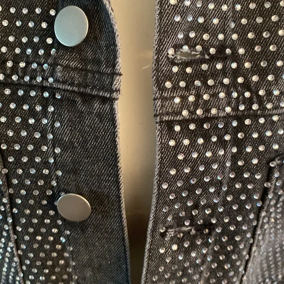 Windsor NWT size small acid black denim bling jacket - Picture 4 of 13